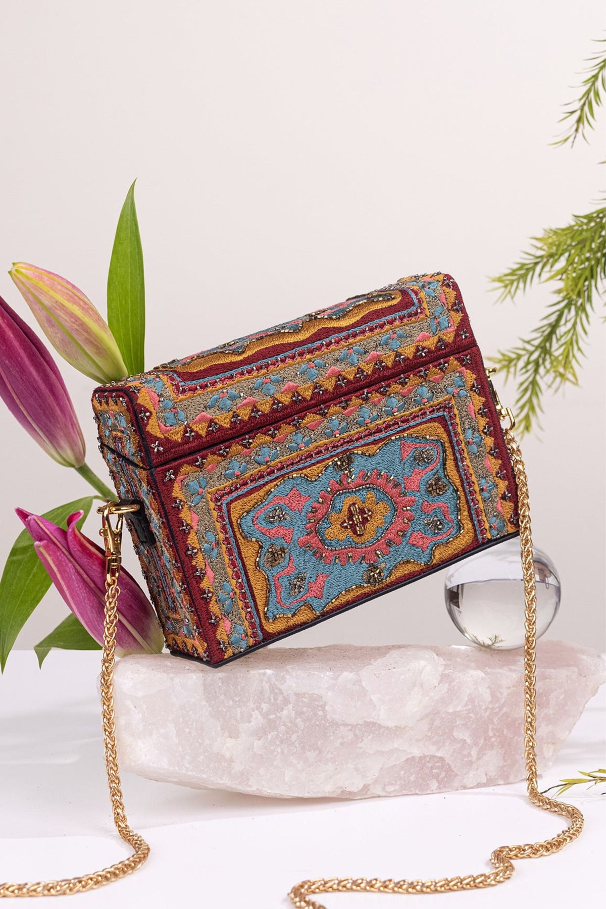 Balsam Embroidered Box Bag