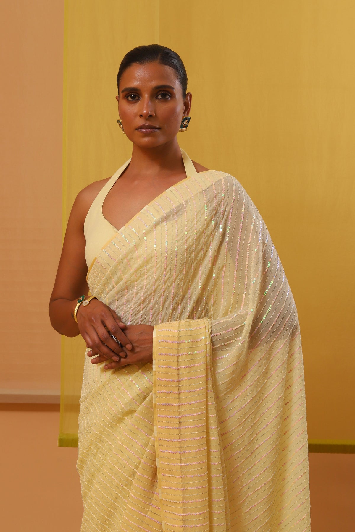 Yellow Narwa Saree Set