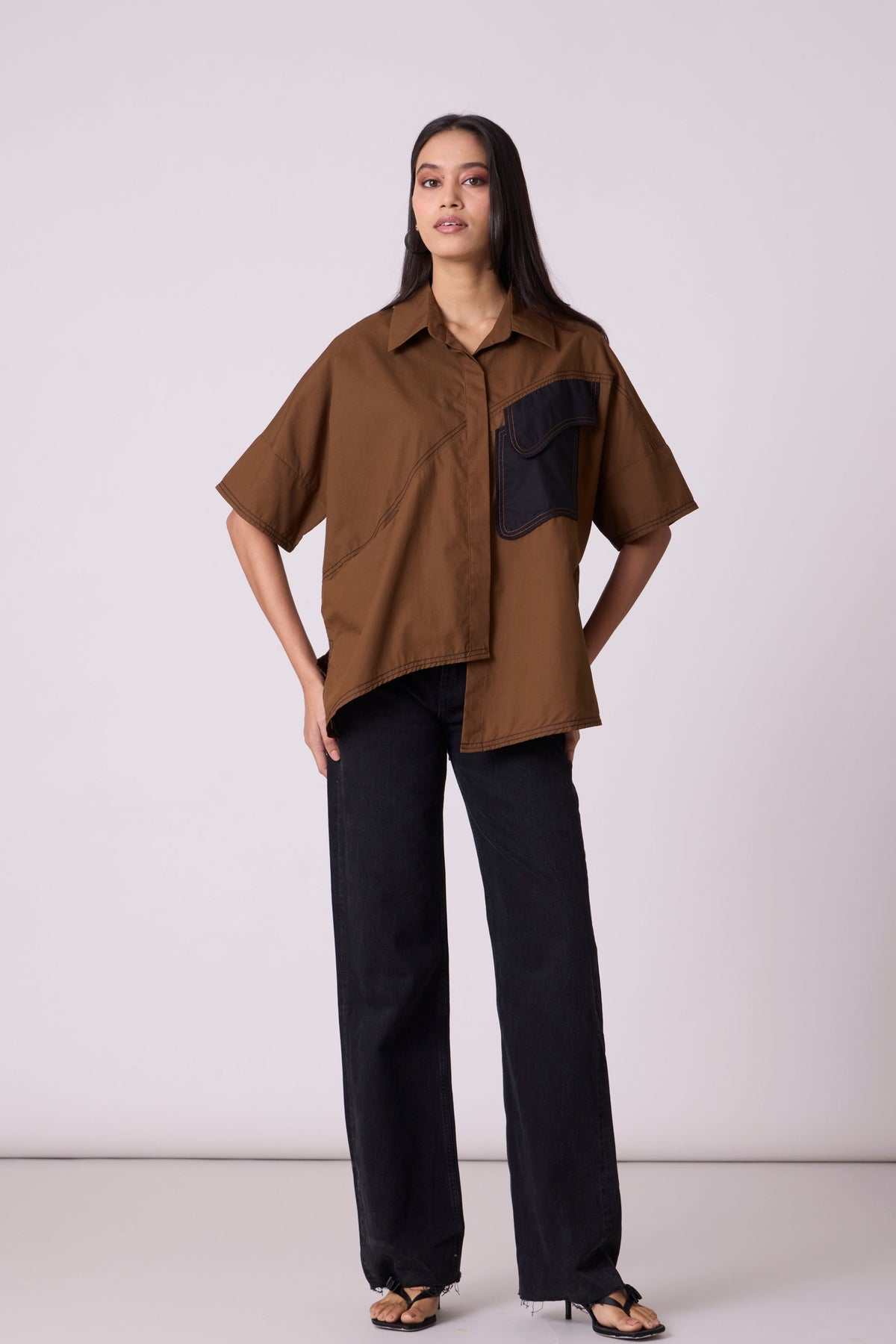 Andrea Olive Brown Shirt