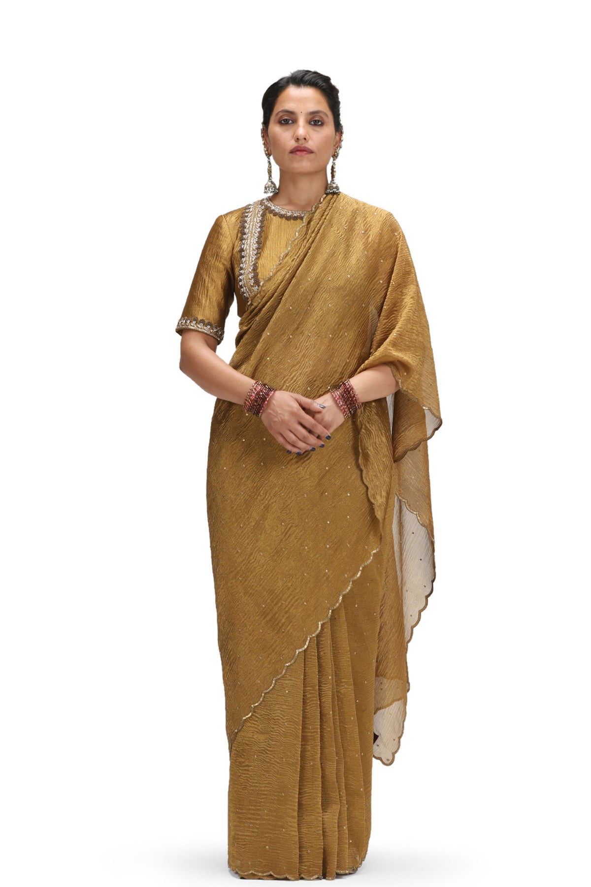 Adhishwari Old Gold Saree Set