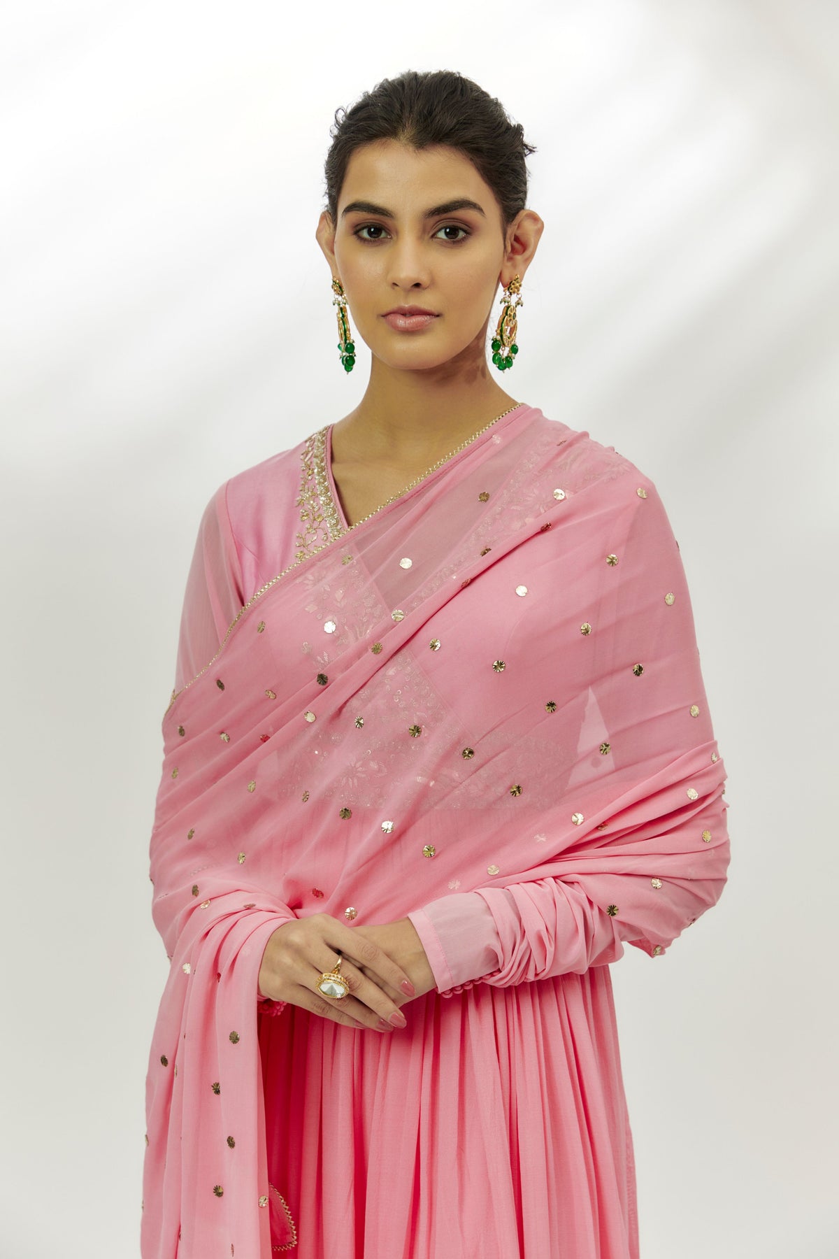 Pastel Pink Embroiderd Anarkali Set