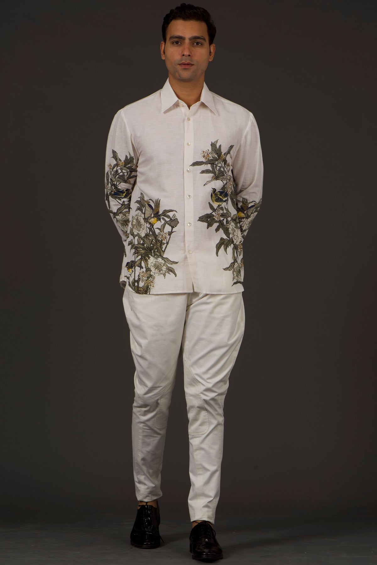 Ivory Floral Print Shirt