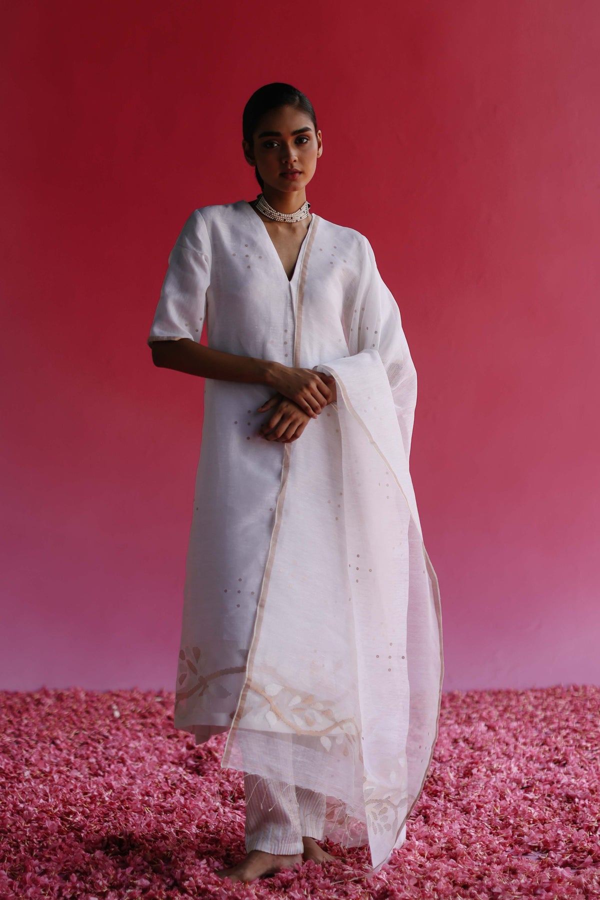 Palash White Kurta Set