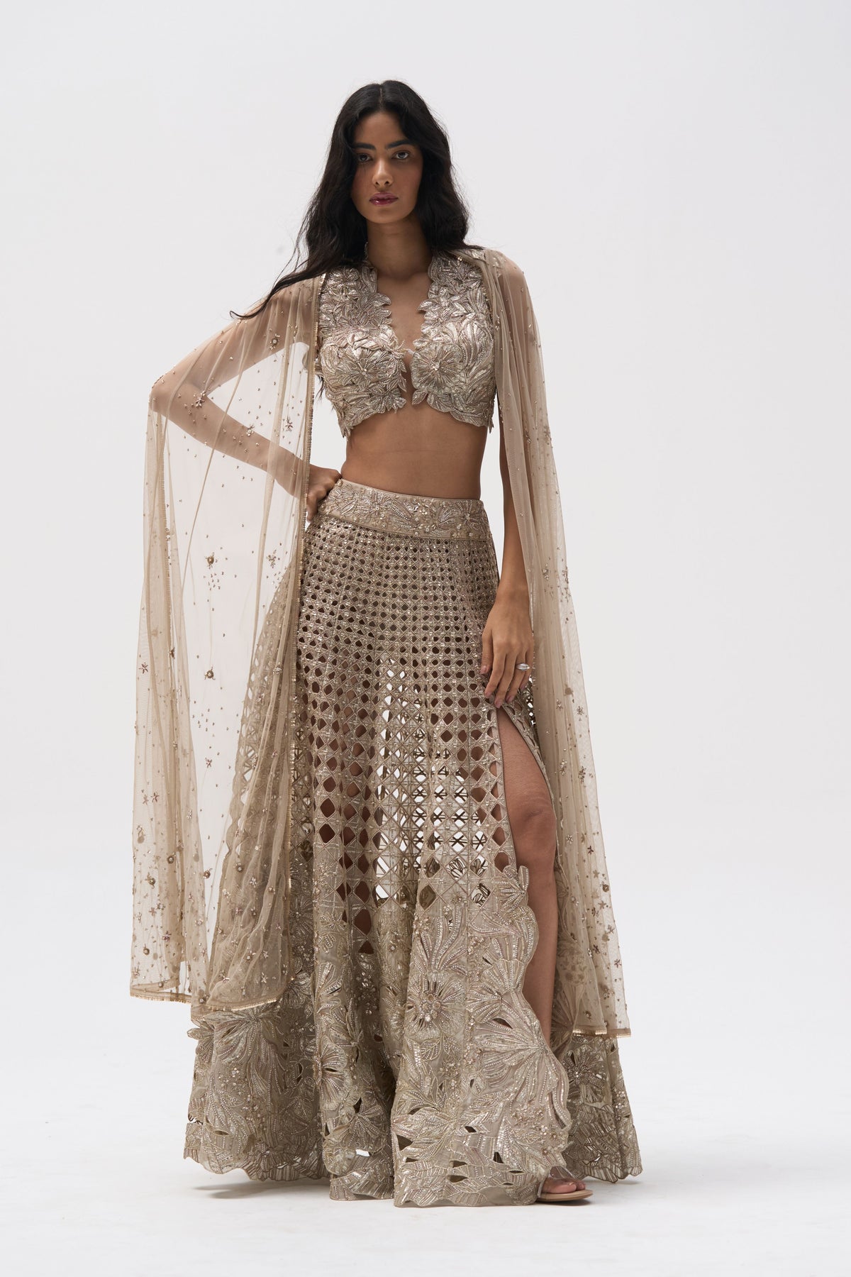 Hibiscus Garden Metallic Lehenga Set