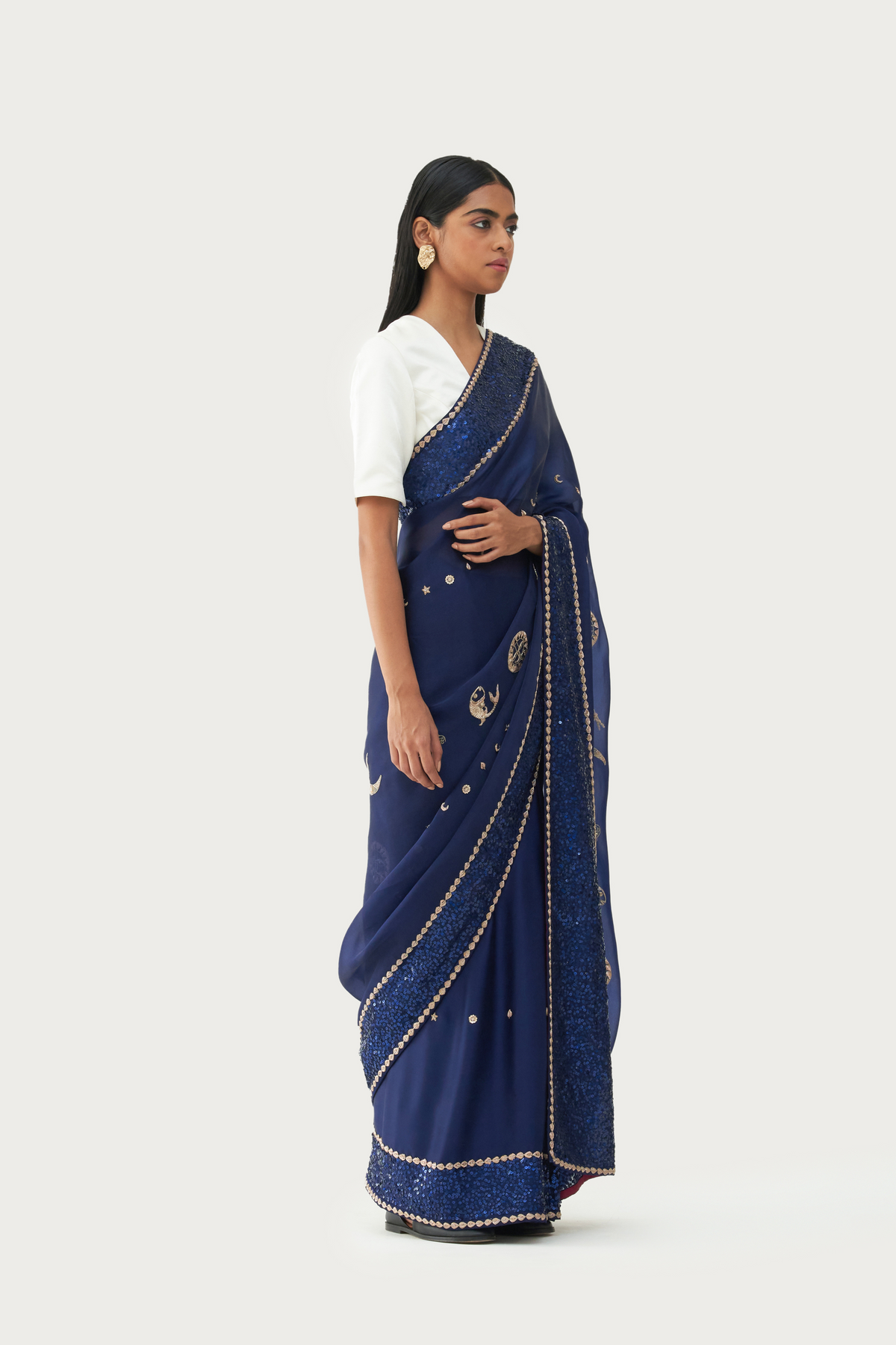 Cosmic sapphire saree