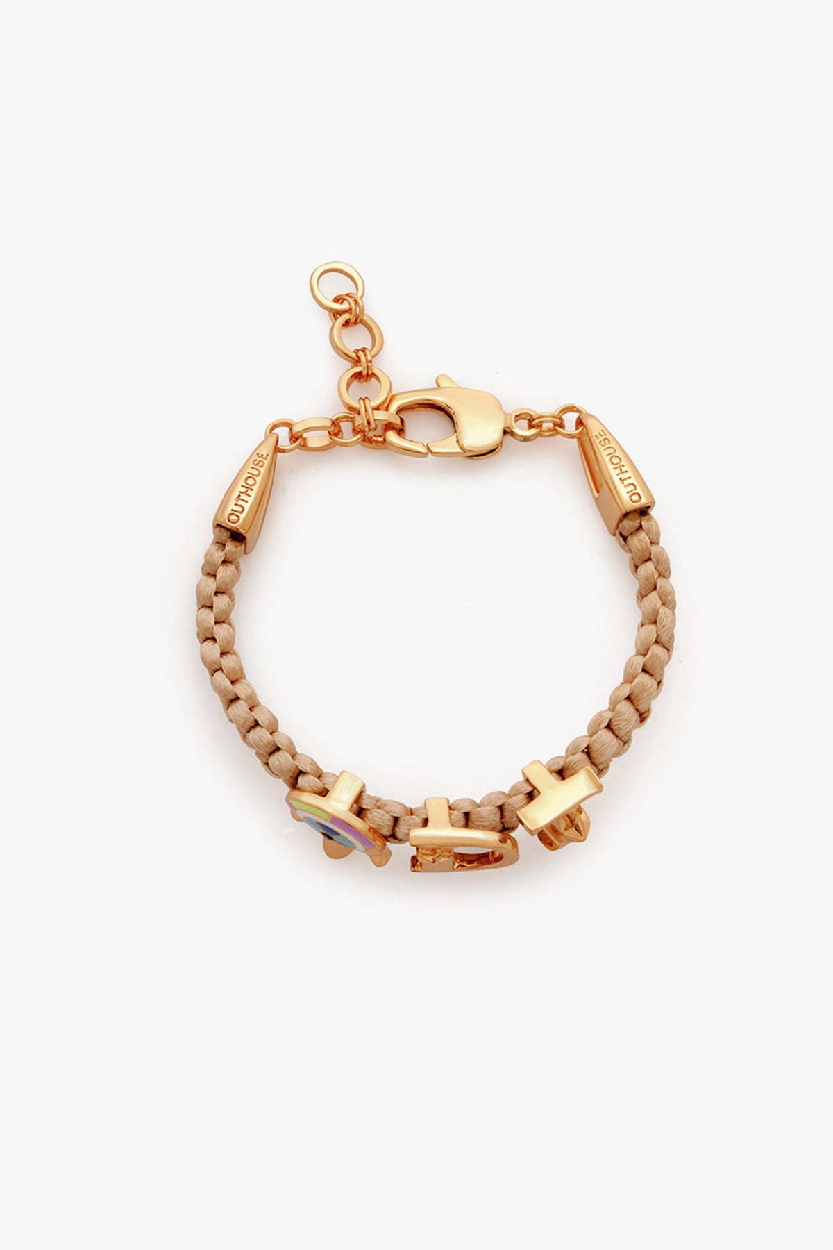 Love Links Bracelet in Sand Brown, Gold Finish