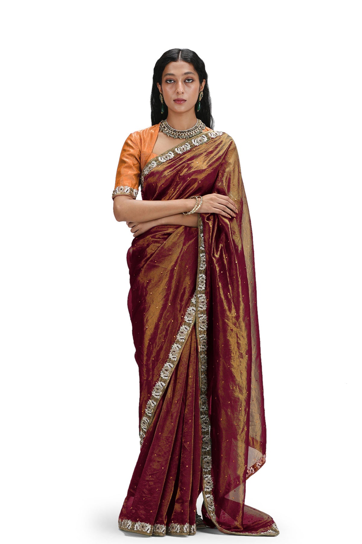 Aparna Garnet Saree Set