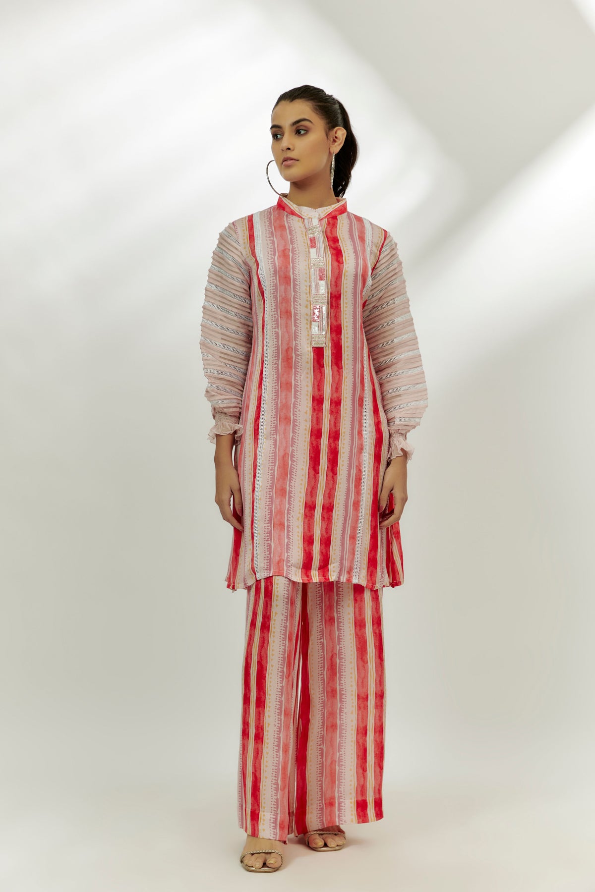 Pastel Pink Printed Kurta and Pants Set