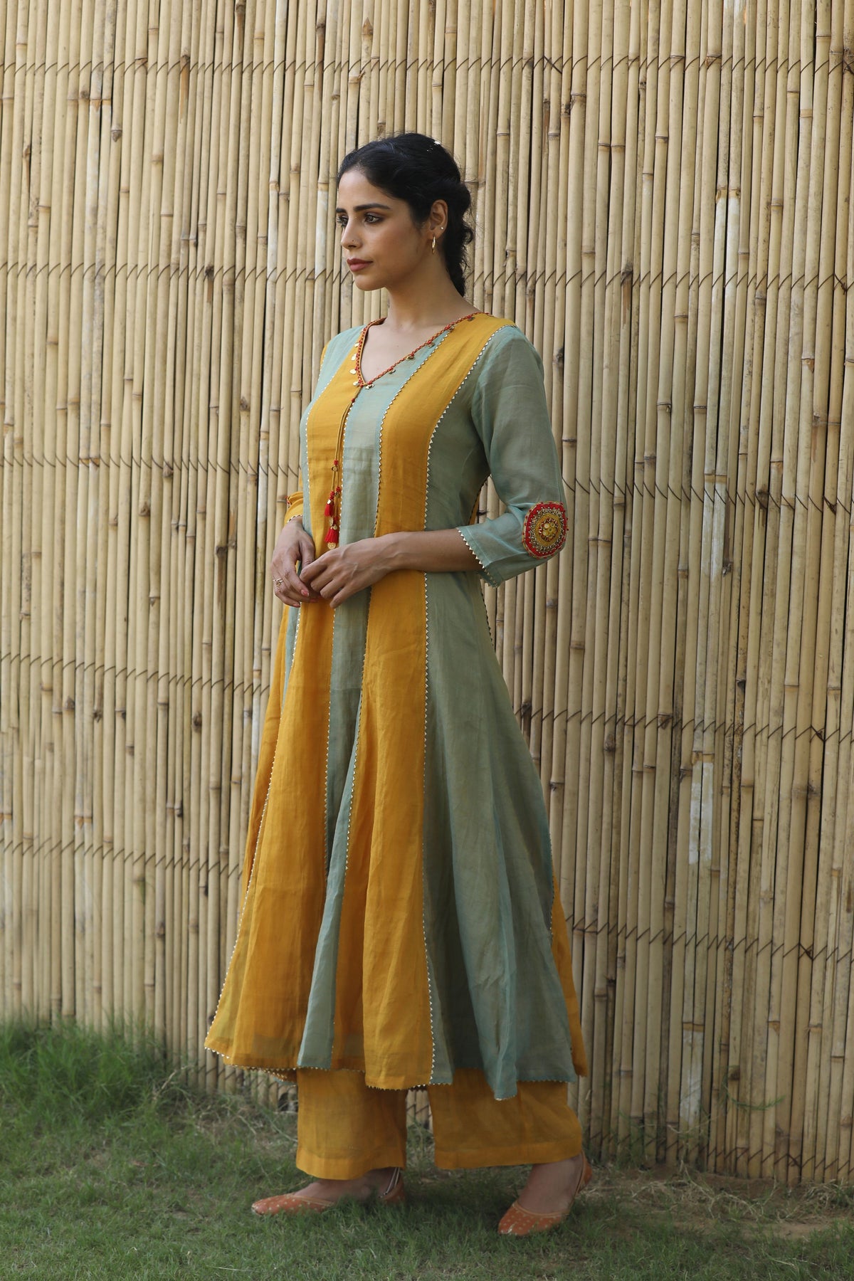 Blue And Yellow Kurta Set