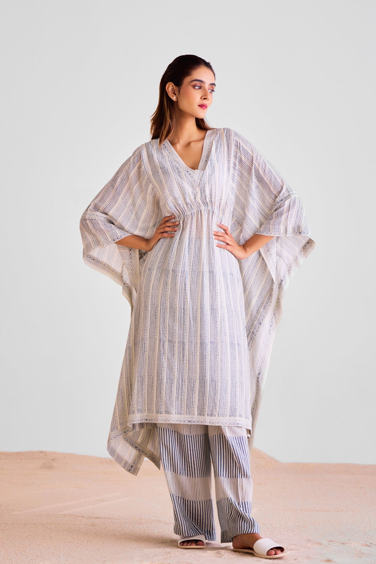 Off White Kaftan Set