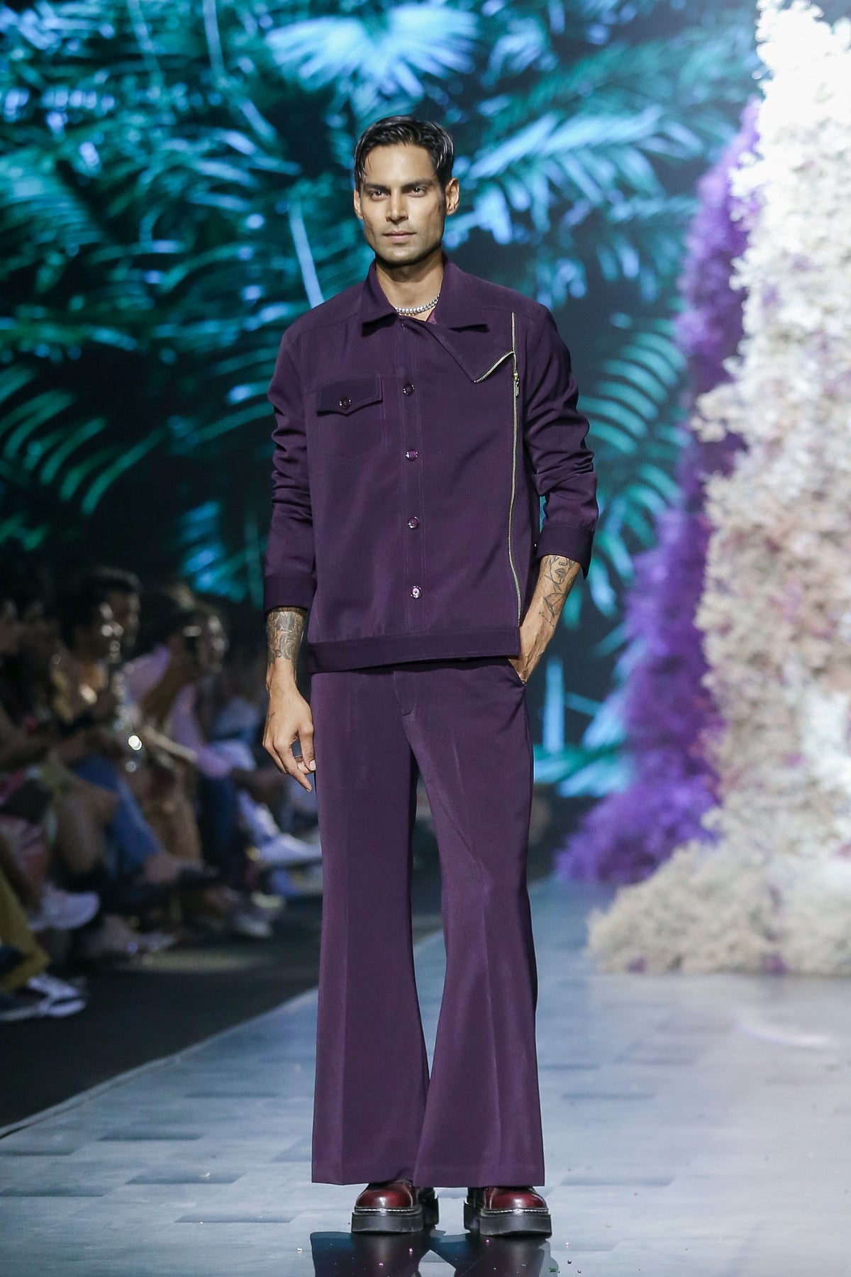 Deep Plum Hand Embroidere Men Pant