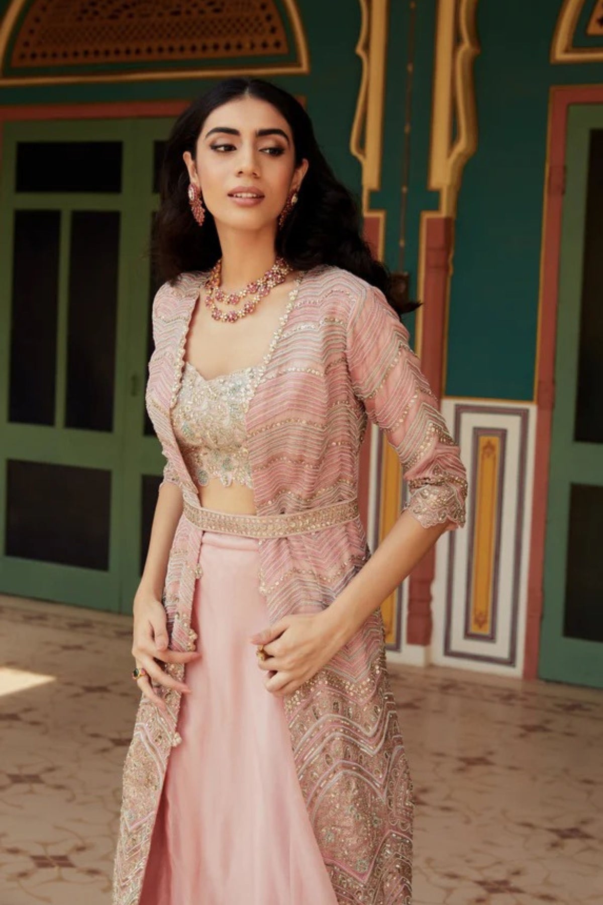 Sepia rose jacket lehenga set