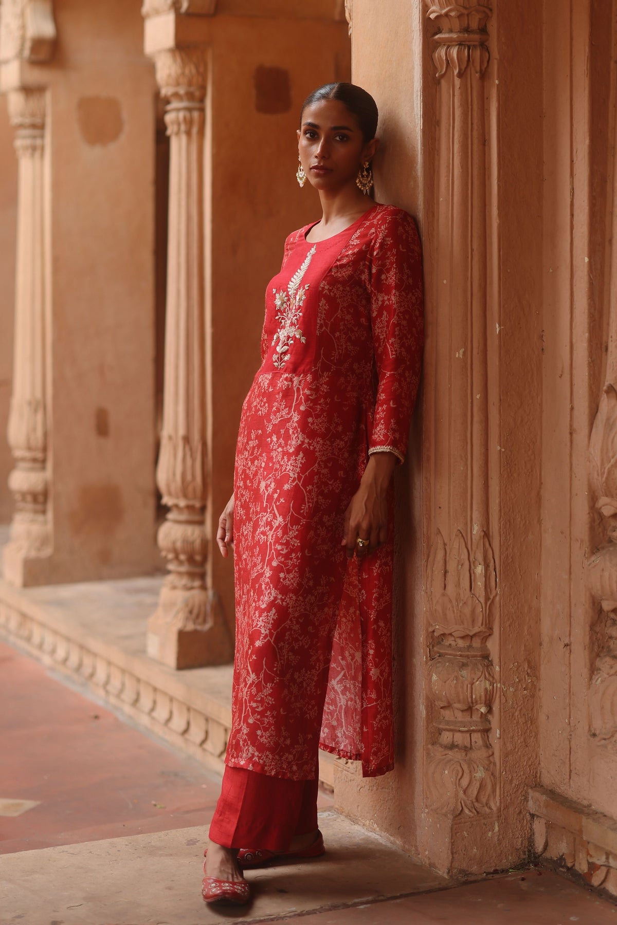 Red Zardosi Embroidered Kurta Set