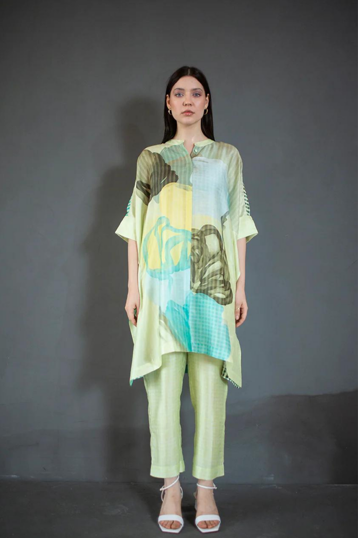 Green Floral Print Tunics Set