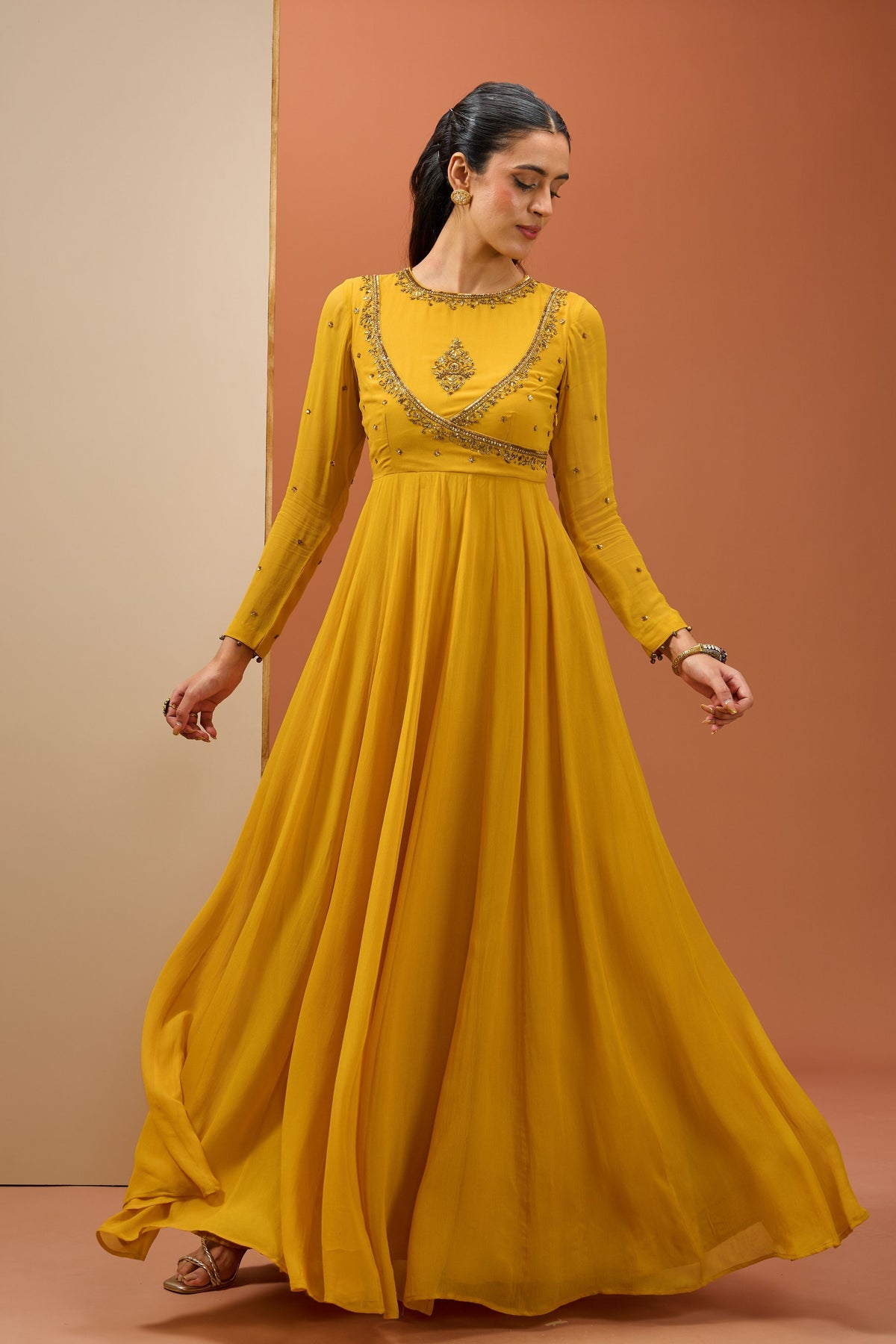 Mustard Anarkali Set