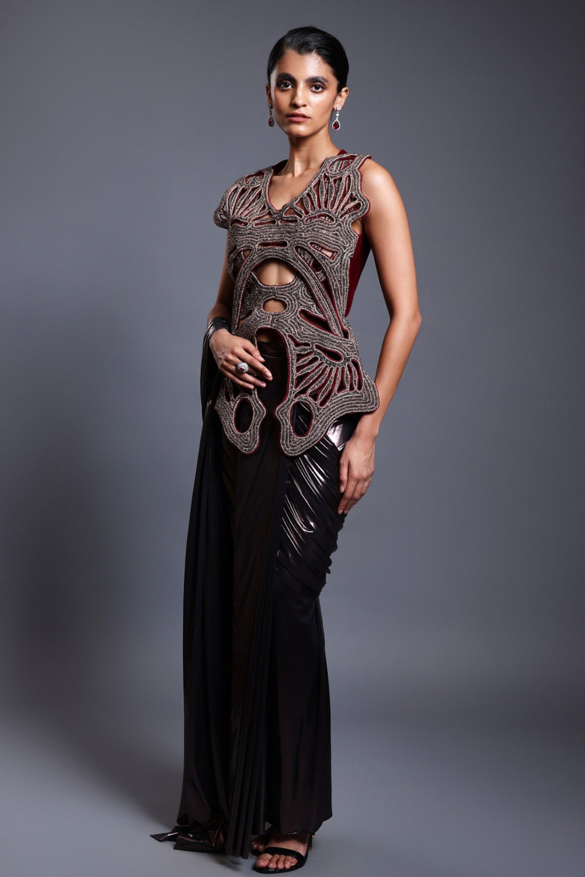 Black Draped Saree