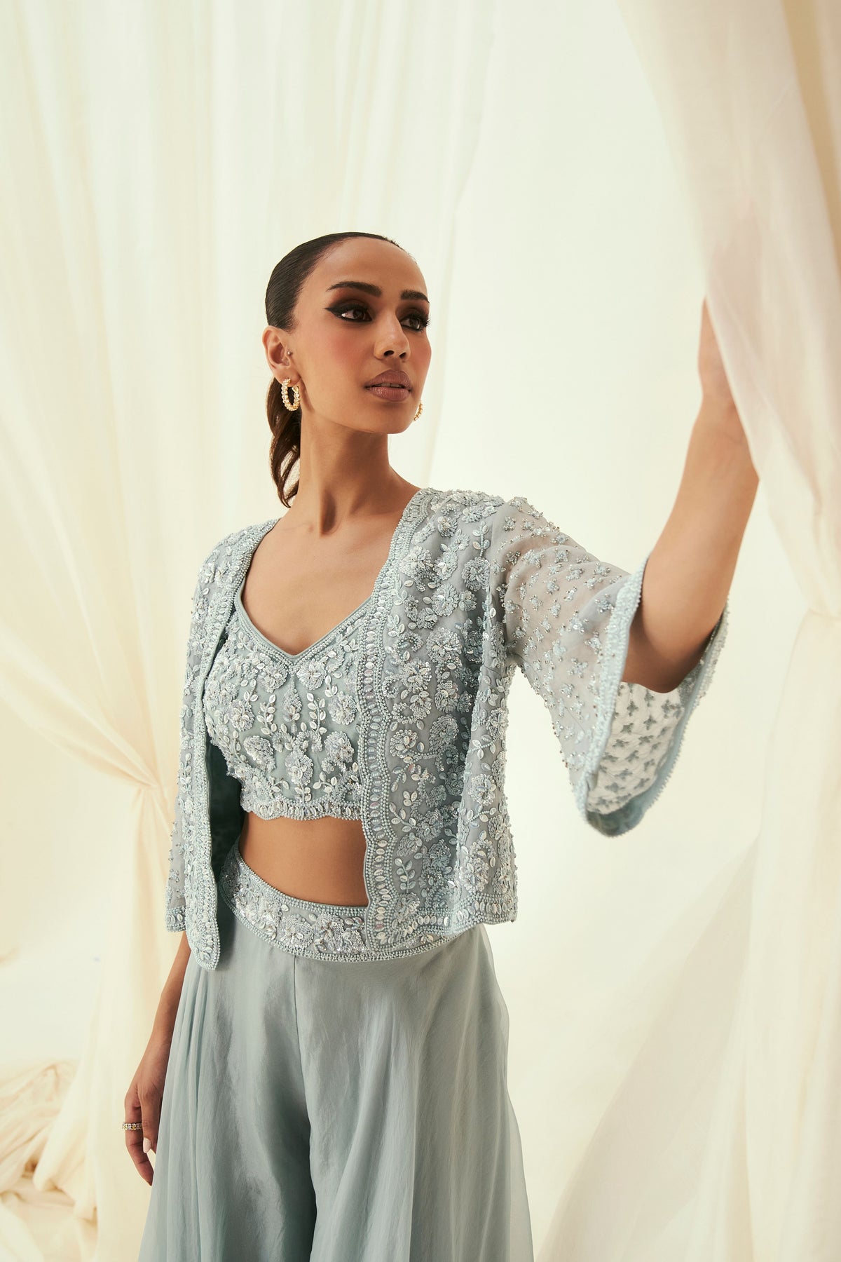 Ice Blue Maya Sharara Set