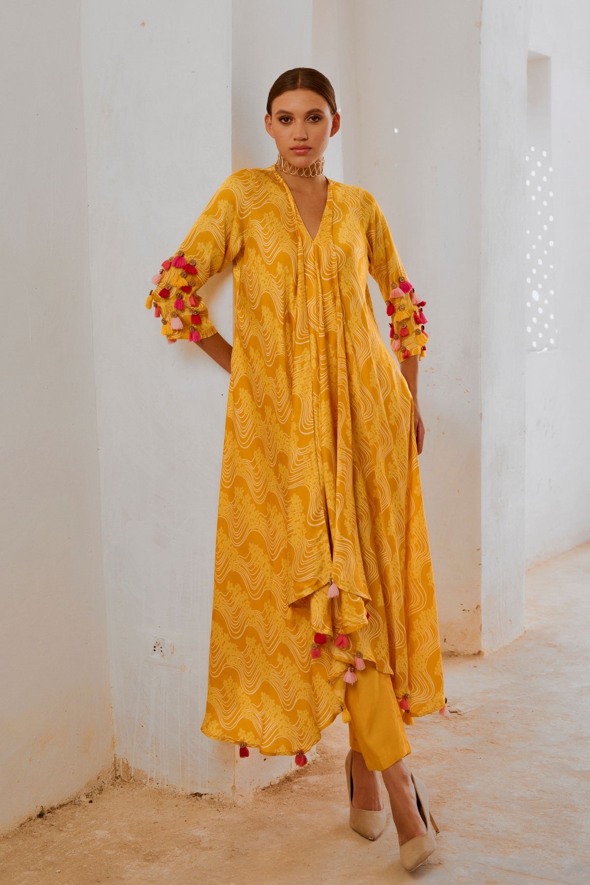 Marigold Yellow Tassel Tunic Set