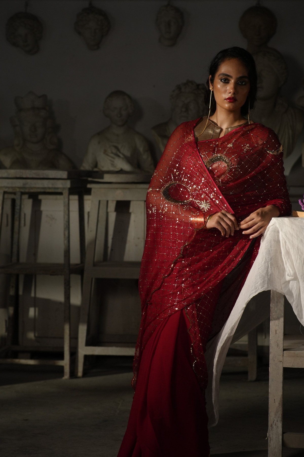 Star Money Red Saree