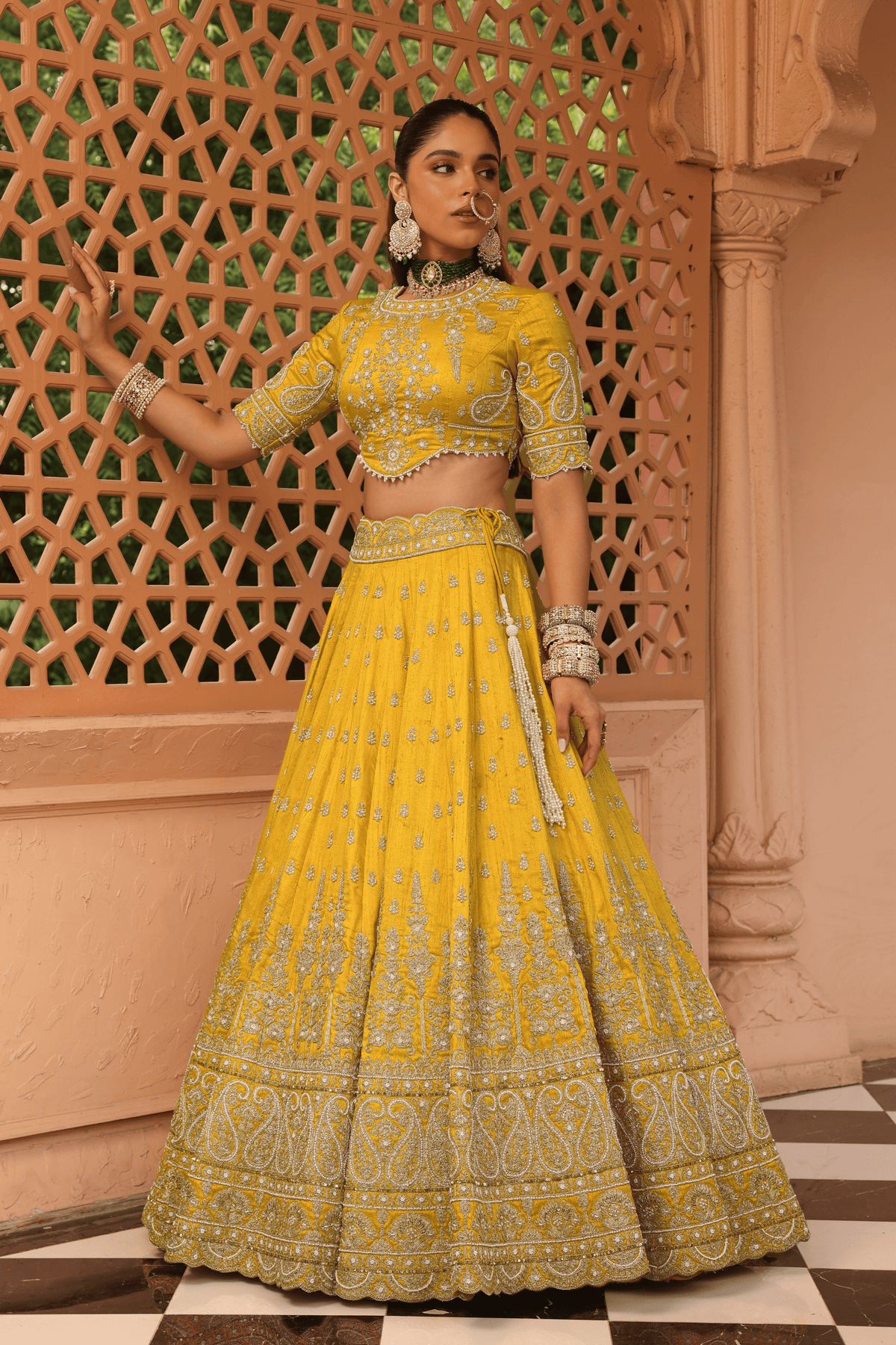 Uzma Mustard Lehenga Set