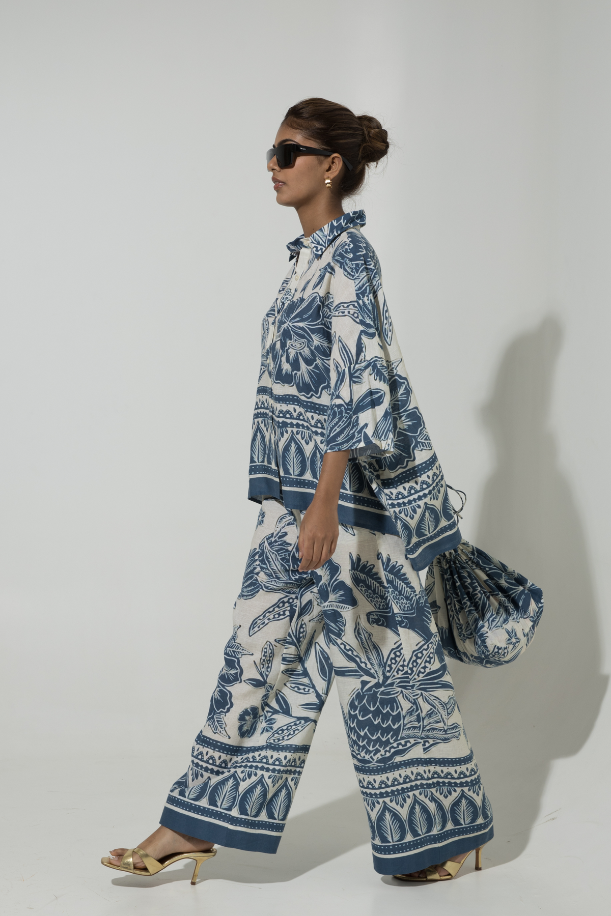 Blue Cordelia Print Linen Co-ord Set