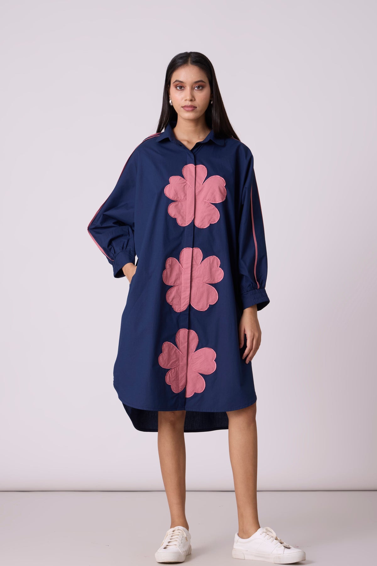 Brooke Applique Navy Blue Dress