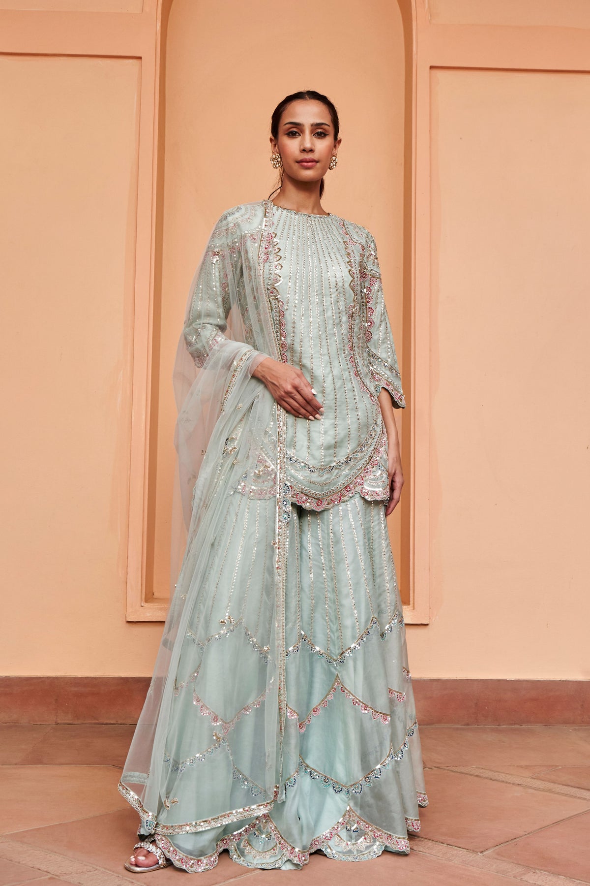 Pastel Blue Sharara Set