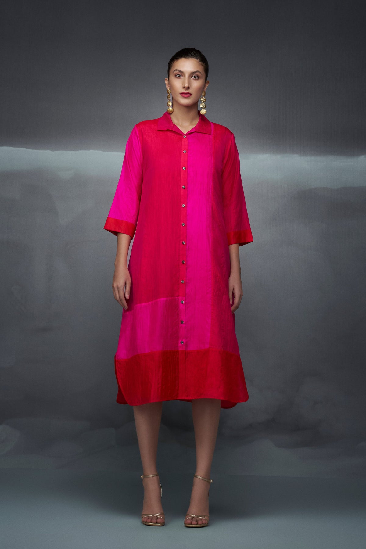 Red Pink Shirt Dress