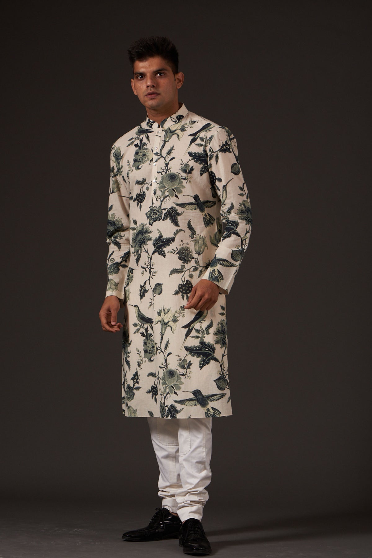 Ivory Floral Print Kurta Set