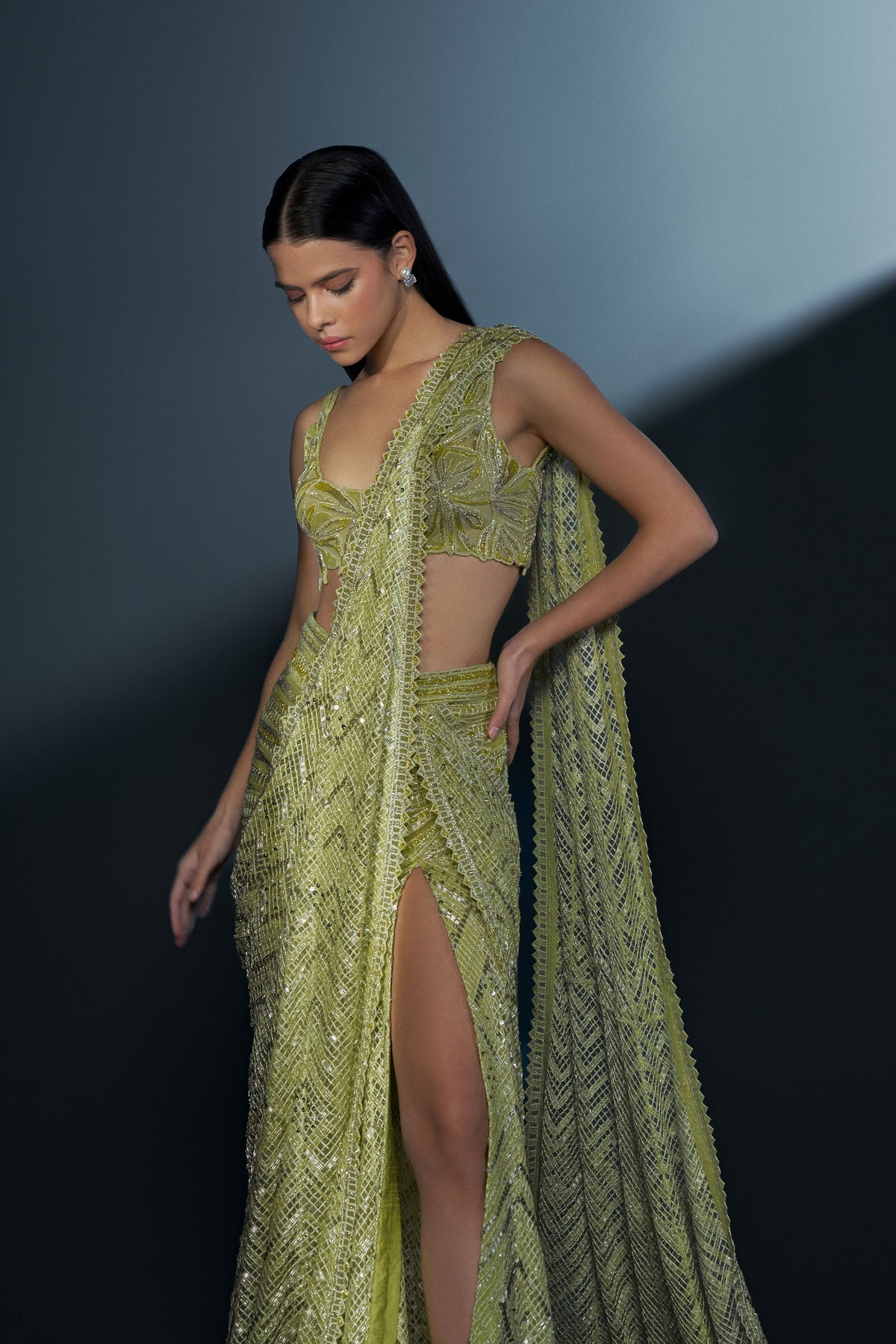 Seraphina Aectic Lime Saree Set