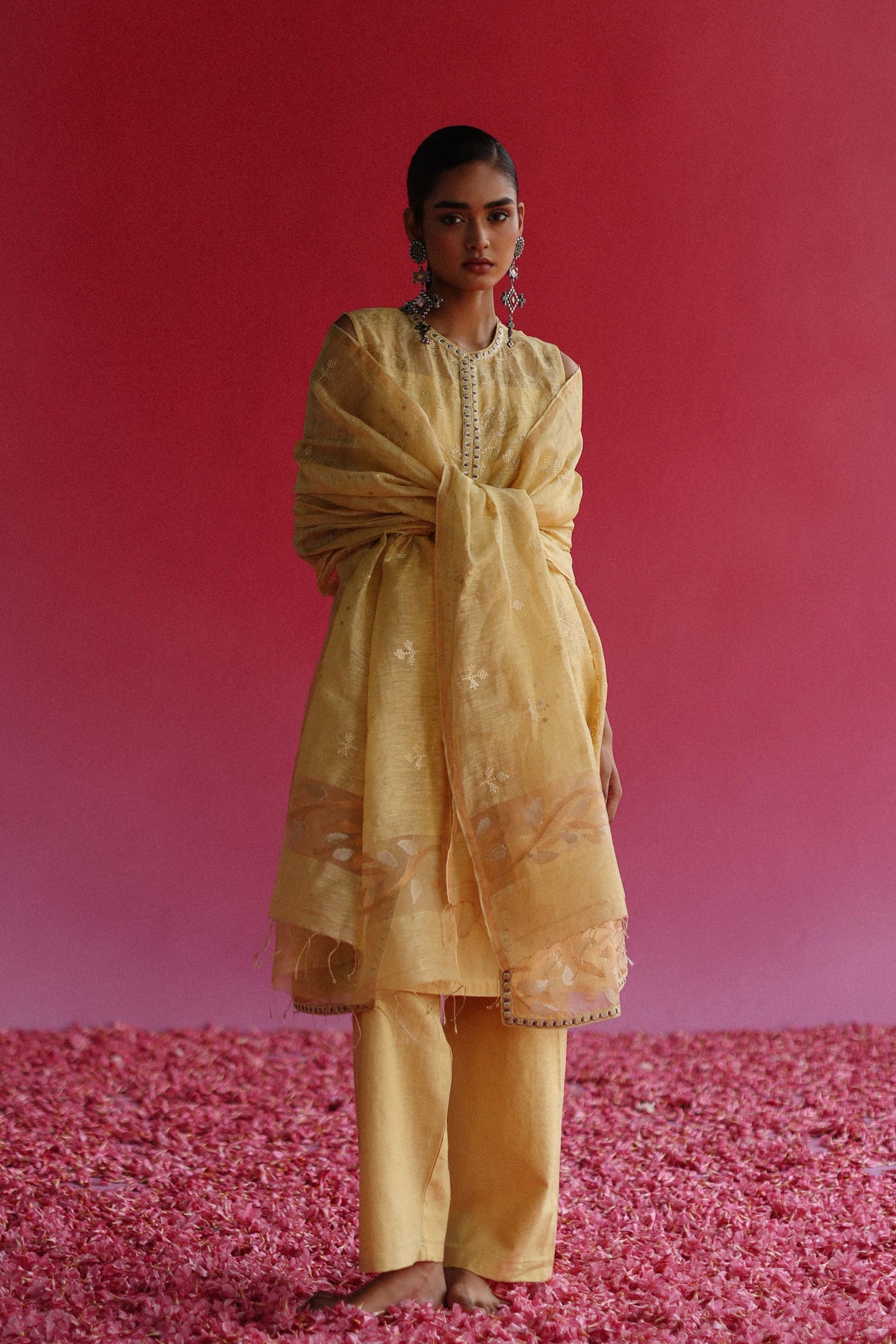 Pushti Yellow Jacket Kurta