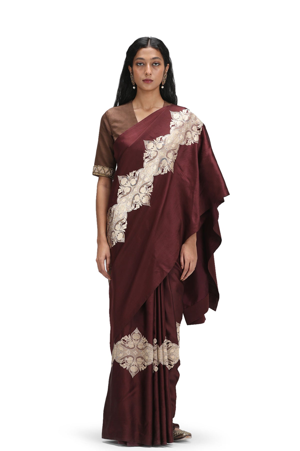 Jyestha Burgundy Saree Set