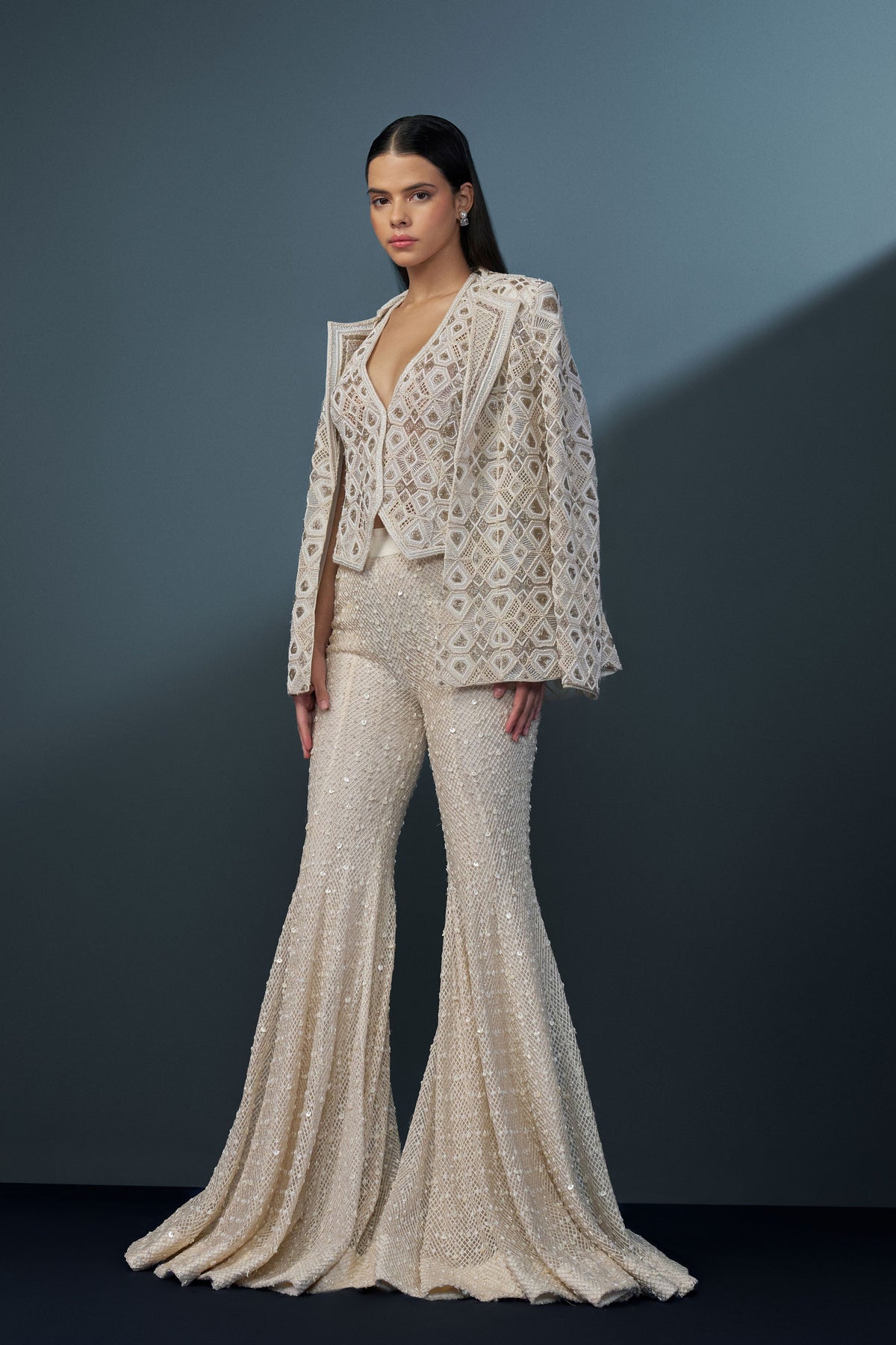 Illume Ivory Sharara With Blazer