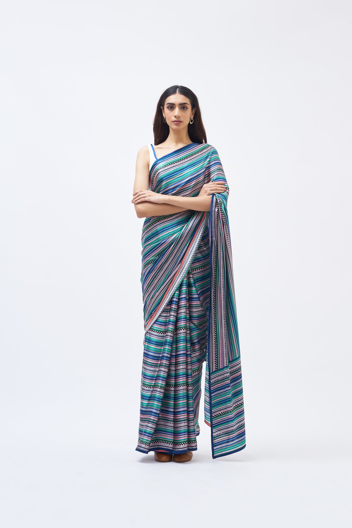 Charley Forest Blue Silk Saree