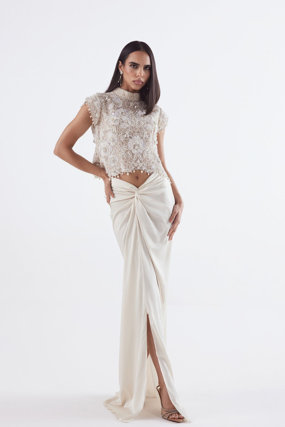 Ivory Top With Drape Skirt