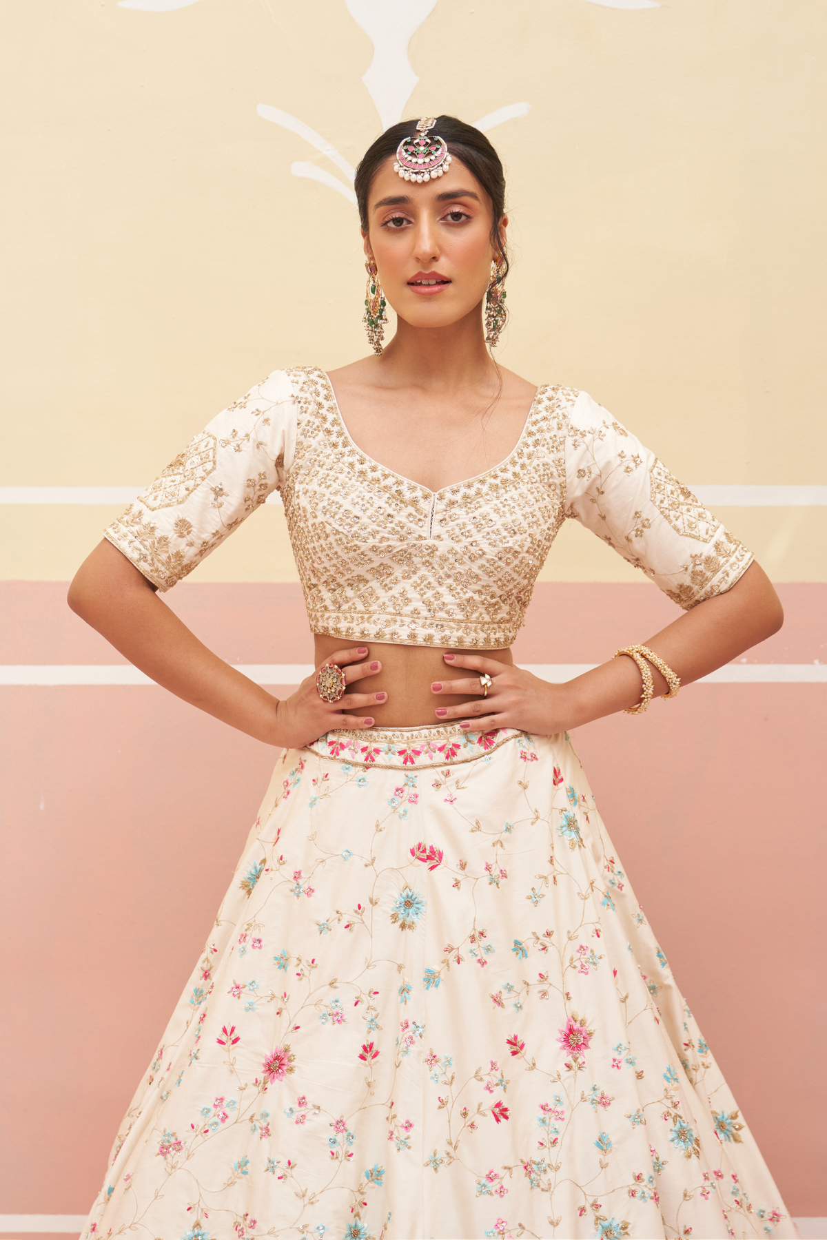 Ivory Silk Lehenga Set