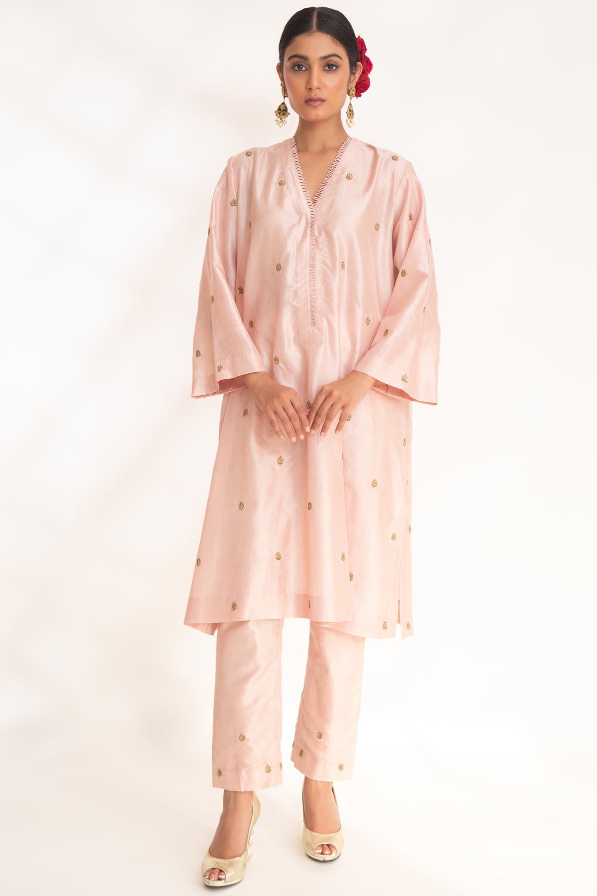 Nude Pink Ojal Tunic Set