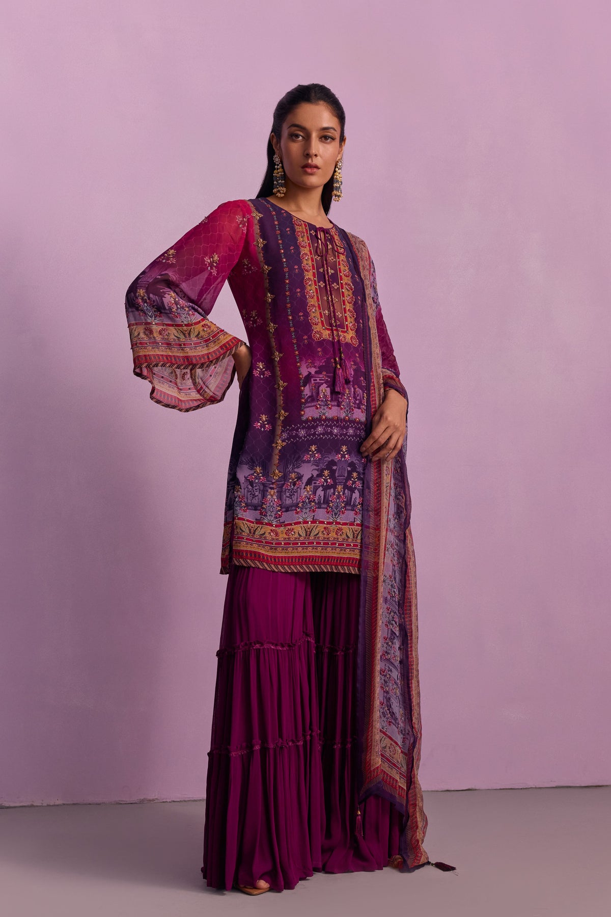 Purple Afreen Gharara Set