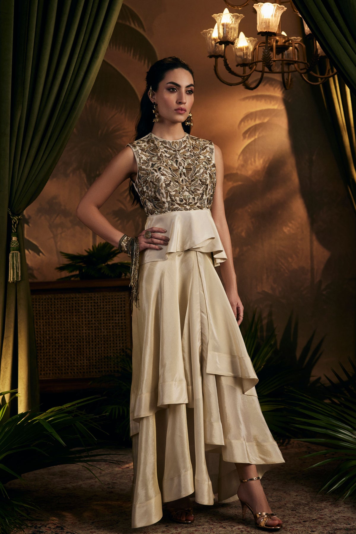 Champagne Gold Peplum With Skirt