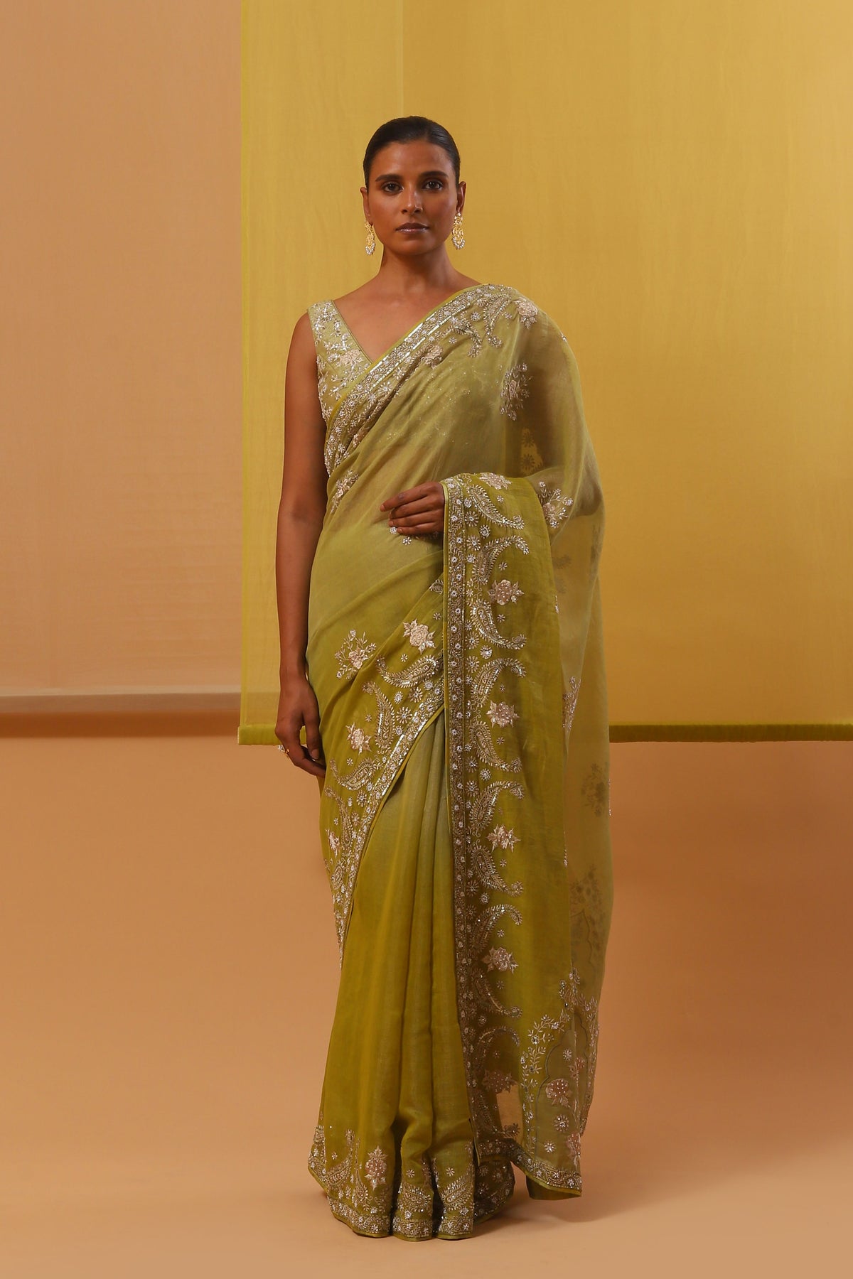 Green Lisna Saree Set