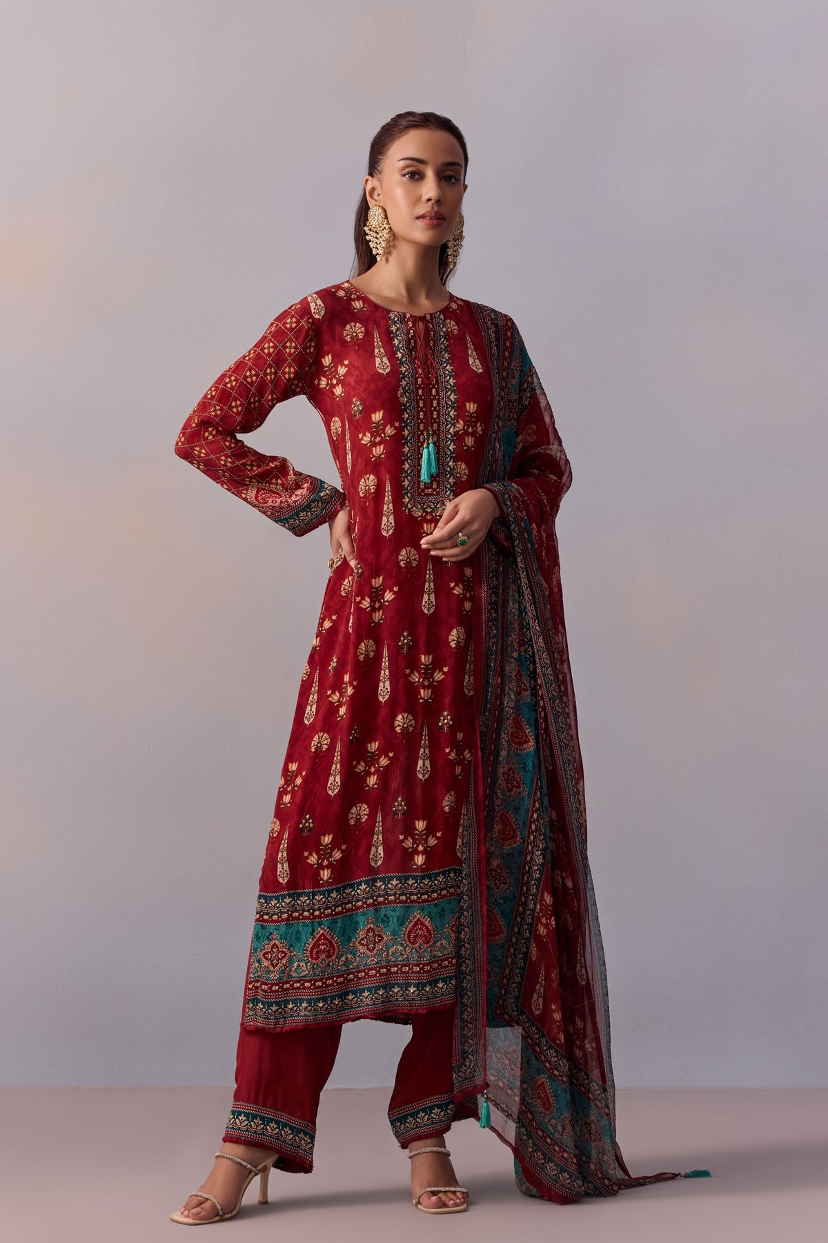 Maroon Reham Kurta Set