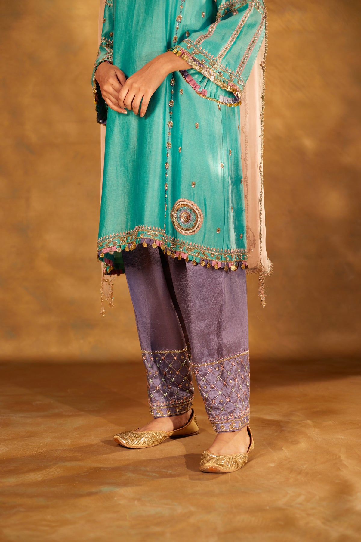 Embroidered Chanderi Kurta Set