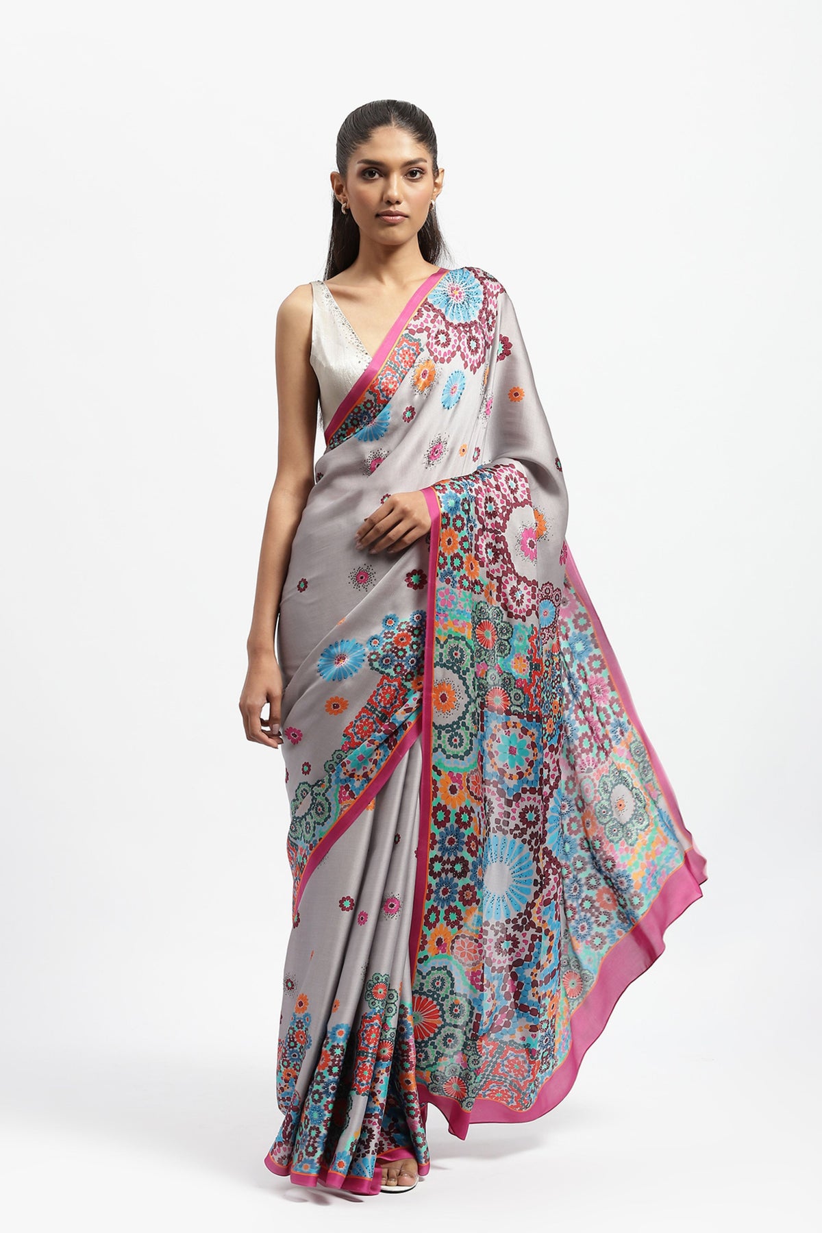 Fractal Bloom Embellished Saree