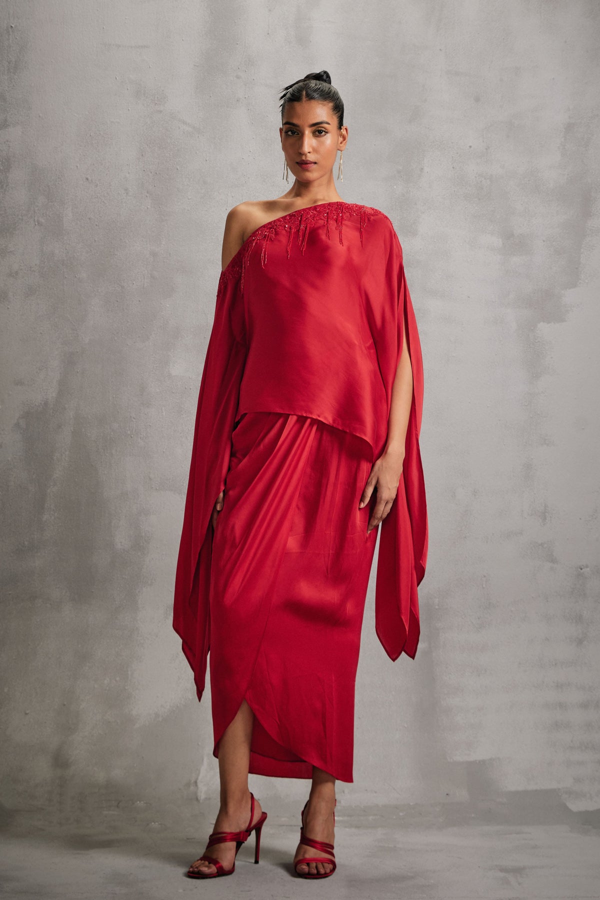 Rosette Cape With Draped Skirt