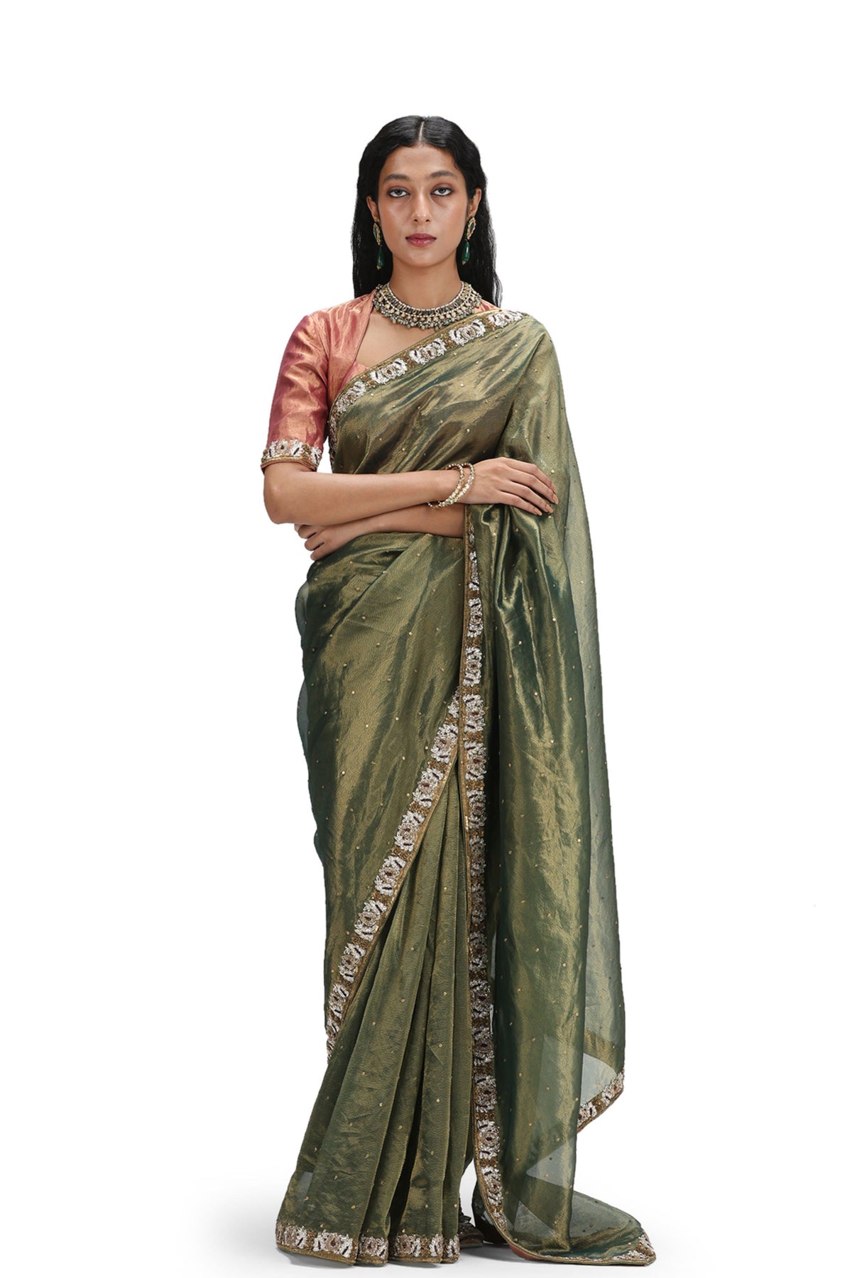 Dhairya Olive Saree Set