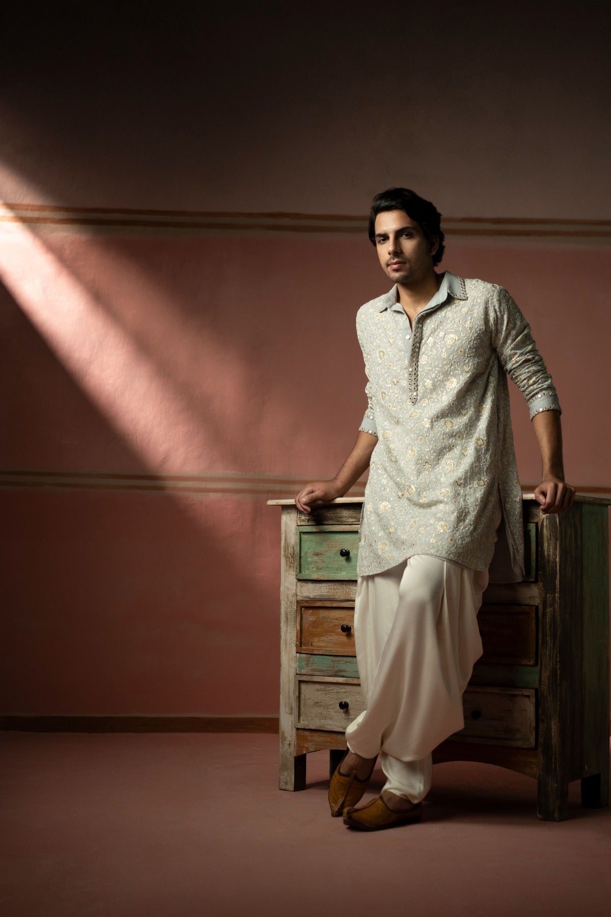 Powder Blue Chikankari pathani Suit