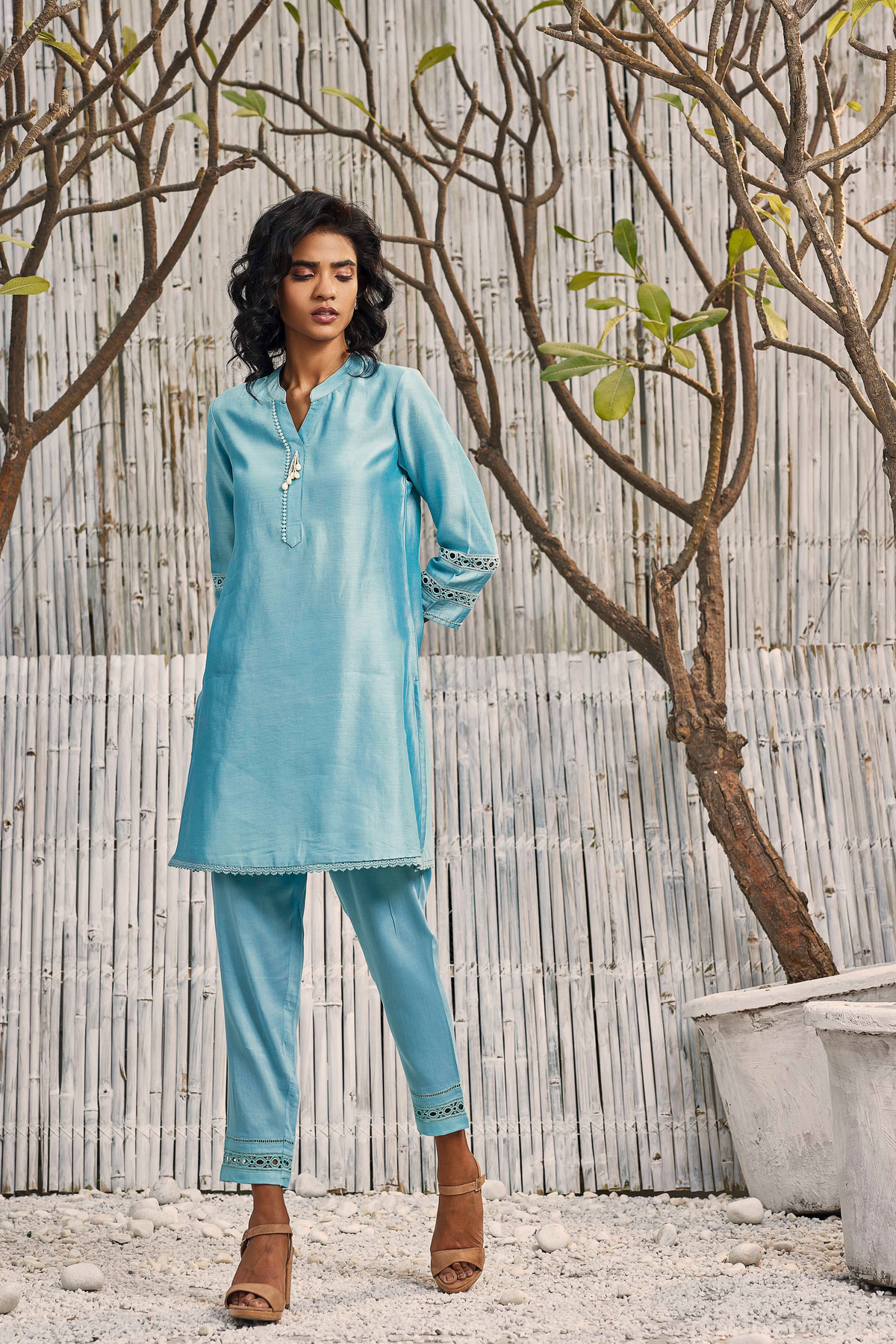 Chanderi Blue Co-ord Set