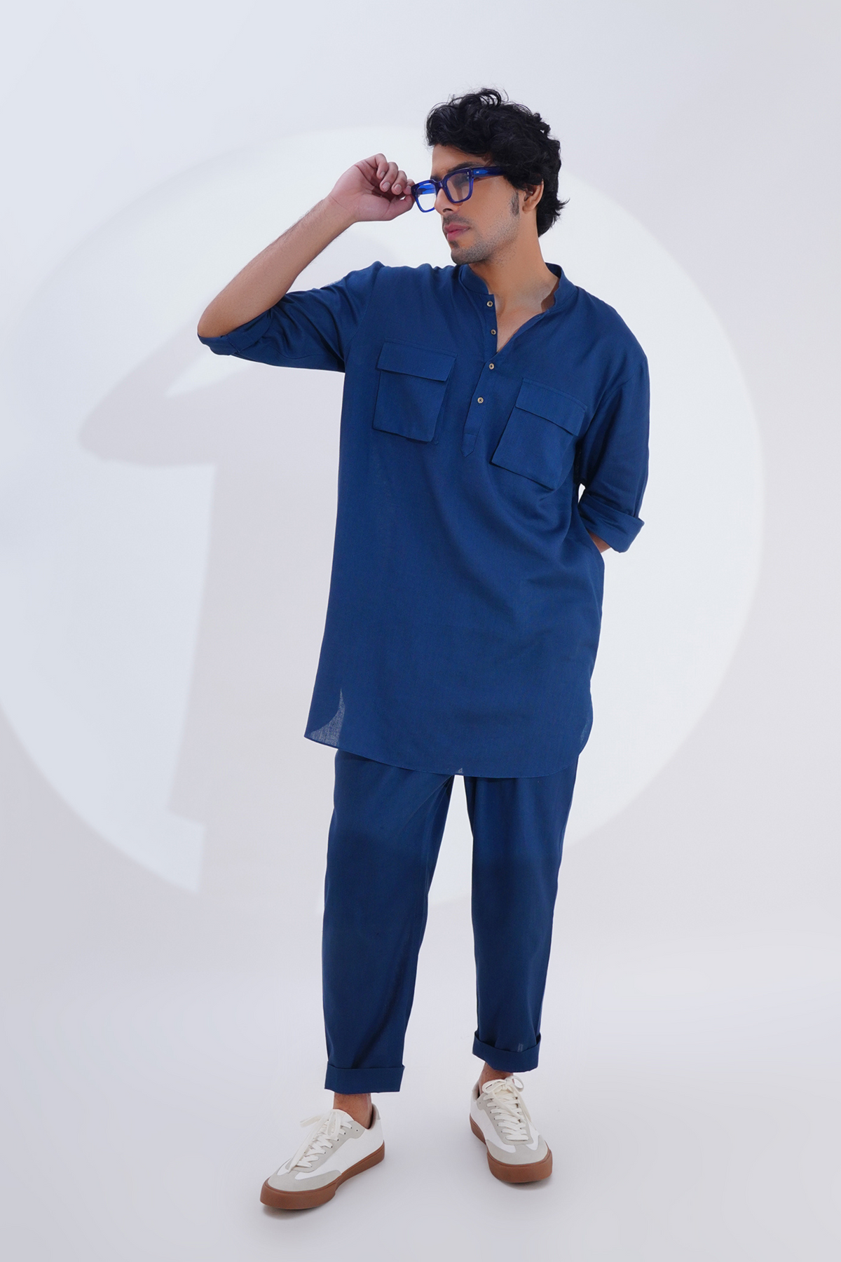 Indigo Linen Kurta Set