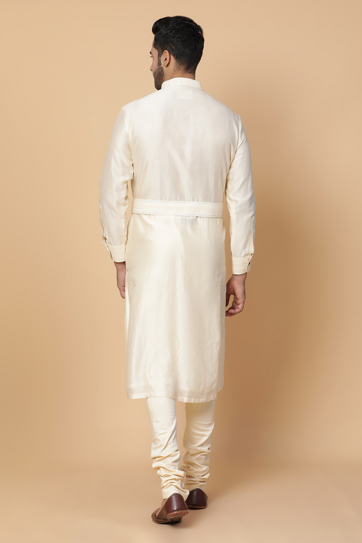 Off white umbrella kurta with churidar