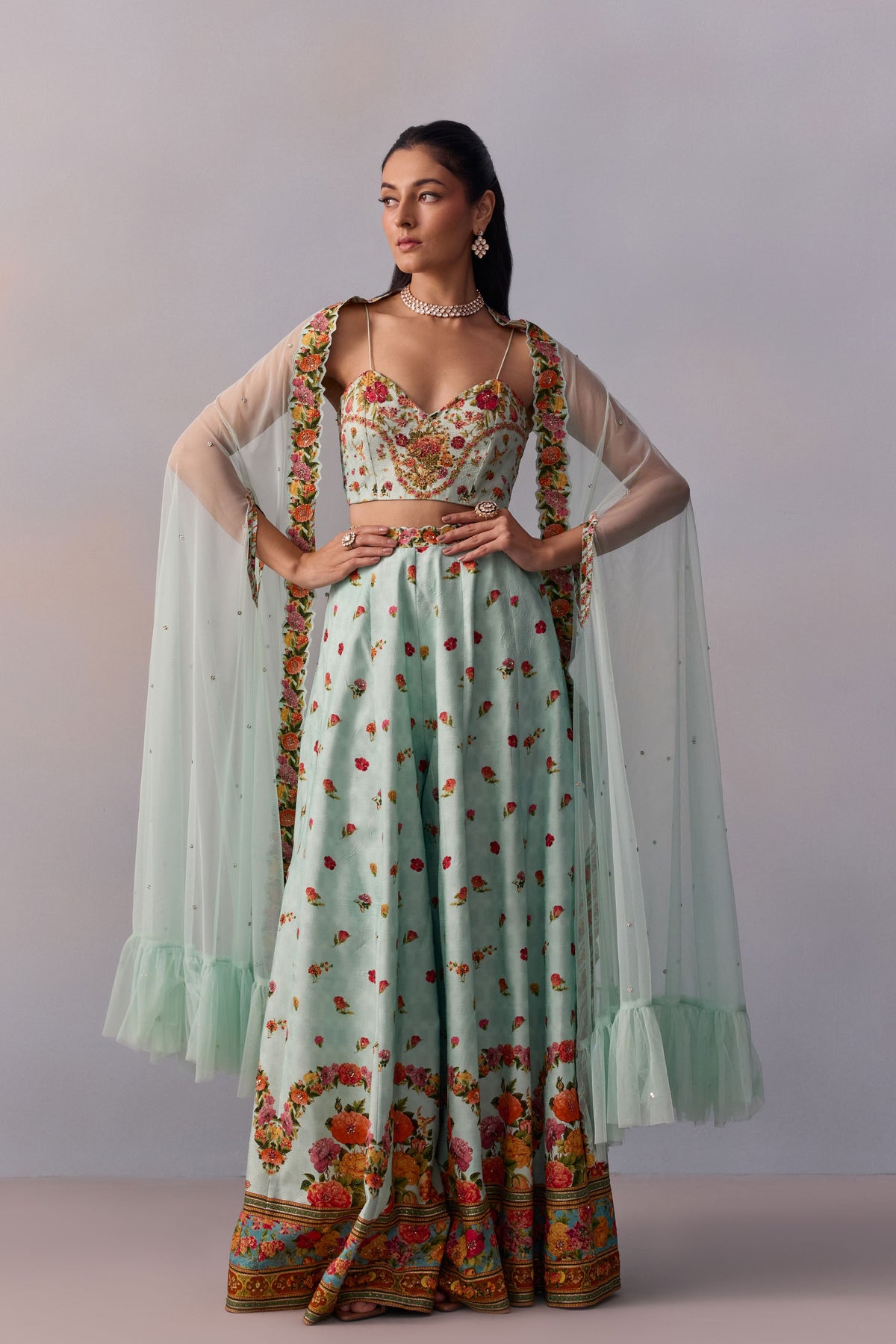 Powder Blue Meher Sharara Set